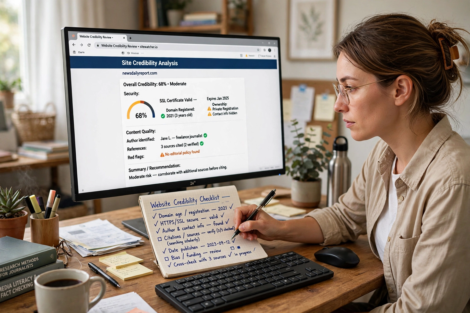 Researcher checking whether GlossyWise.com is a legitimate website
